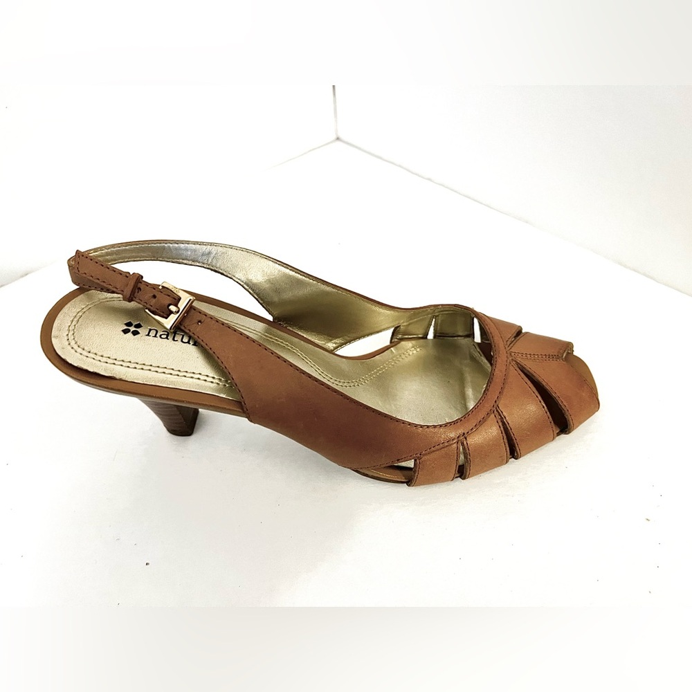 Naturalizer Brown Peep-Toe Slingback Heels - Picture 5 of 6